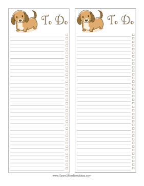 Cartoon Puppy To Do List OpenOffice Template