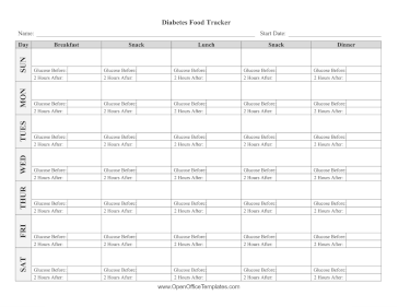 Diabetes Meal Record OpenOffice Template