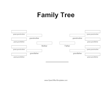 Family Tree 4 Generations No Graphics OpenOffice Template