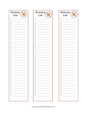 Gluten-Free 3 Grocery Lists OpenOffice Template