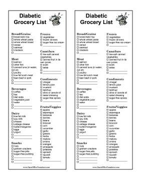 Shopping List for Diabetes - OpenOffice template