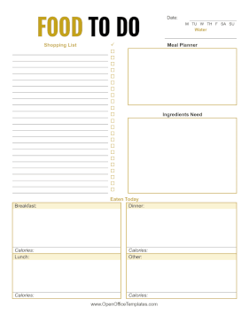 Weekly Meal Planner OpenOffice Template