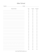 Student Log After School OpenOffice Template